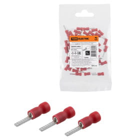 Наконечник штыревой плоский изолированный НШПИ 0,5-1,5 красный (50 шт.) TDM SQ0545-0004