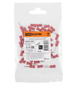 Наконечник штыревой плоский изолированный НШПИ 0,5-1,5 красный (50 шт.) TDM SQ0545-0004