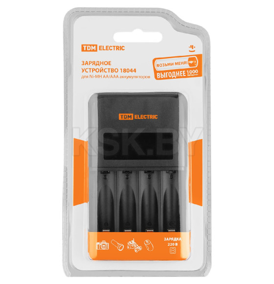 Зарядное устройство 18044 (1800 mA 4 слота АА/ААА 4 канала), LCD-экран, 220 В, TDM SQ1702-0110 (SQ1702-0110) 