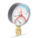 Термоманометр Varmega радиальный 80 мм, 6 бар, 120°С, 1/2", с отсекающим клапаном (VMMT07-800604) 