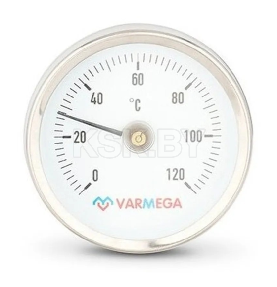 Термометр Varmega биметаллический накладной 63 мм, 120°С, с пружиной (VMMT05-635000) 