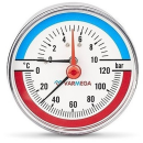 Термоманометр Varmega аксиальный 80 мм, 4 бар, 120°С, 1/2", с отсекающим клапаном (VMMT06-800404) 