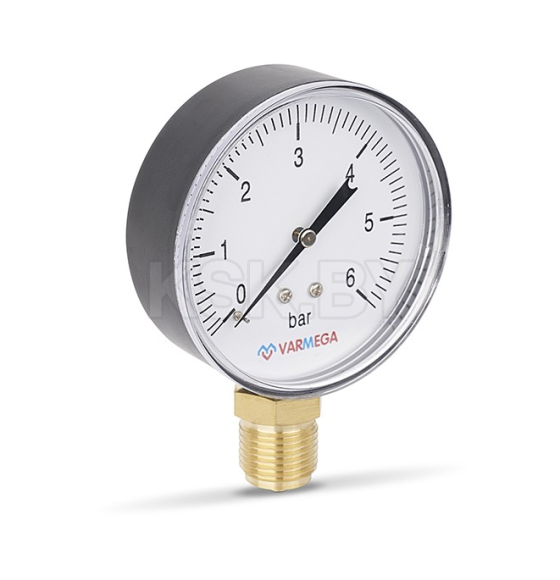 Манометр Varmega радиальный 50 мм, 6 бар, 1/4" (VMMT10-500602) 