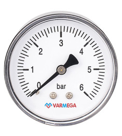 Манометр Varmega аксиальный 63 мм, 6 бар, 1/4"