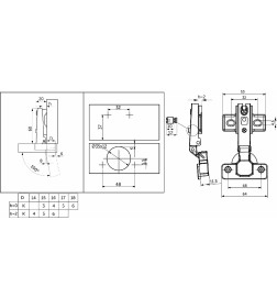 Петля накладная с пружиной 48мм h2 slide on Aks Plus