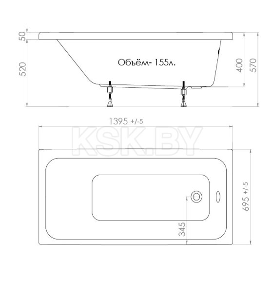 Ванна акриловая 140х70 Ультра Triton с ножками Щ000006244 (Щ000006244) 