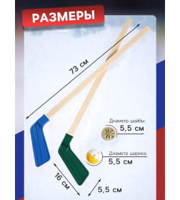 Набор для игры в хоккей (клюшка 2 шт., ворота, шайба, мяч), цвет МИКС 4500232