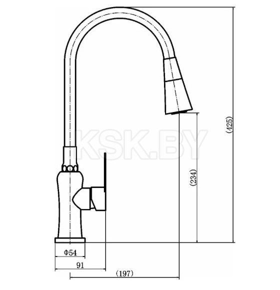 Смеситель для кухни сатин/серый Fashun A54801+N7357  (A54801+N7357) 