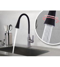 Смеситель для кухни сатин/серый Fashun A54801+N7357 