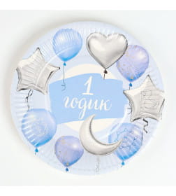 Посуда одноразовая бумажная для праздника «1 годик», 6 стаканов, 6 тарелок 10821146