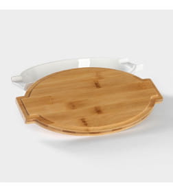 Форма для запекания 1,2 л (28.4×16.3×6.2 см) с бамбуковой крышкой, керамика, белая BellaTenero 