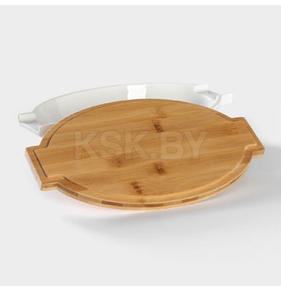 Форма для запекания 1,2 л (28.4×16.3×6.2 см) с бамбуковой крышкой, керамика, белая BellaTenero  (5457071) 