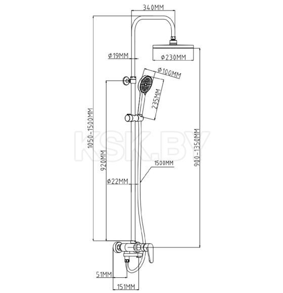 Душевая система со смесителем Esko Kazan White ST225KZW (ST225KZW) 