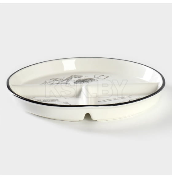 Тарелка для правильного питания «Гарвардская №1», d=23 см, 3 секции, фарфор, белая Доляна (9852101) 