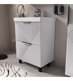 Тумба напольная Volna Geometry 60.2Y белый с умывальником Lake 60 tnGEOMETRY60.2Y-01-1