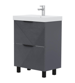 Тумба напольная Volna Geometry 60.2Y графит с умывальником Lake 60 tnGEOMETRY60.2Y-07-1