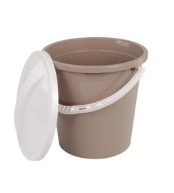 РП-1016 Ведро пластиковое с крышкой 8 л,  розовато-бежевый/белый