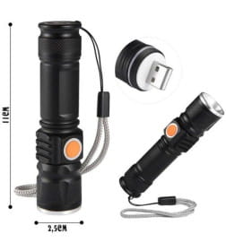 Фонарик, аккум.,YM-B35-TG, зарядка USB, диод TG, Zoom