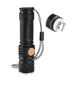 Фонарик, аккум.,YM-B35-TG, зарядка USB, диод TG, Zoom