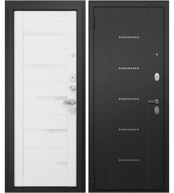 Дверь входная "Trust T3" Черный муар/белый ларче (левая)  860х2050 мм
