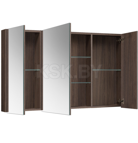 Шкаф навесной зеркальный Belux Стокгольм ВШ 120 Орех Карини натуральный