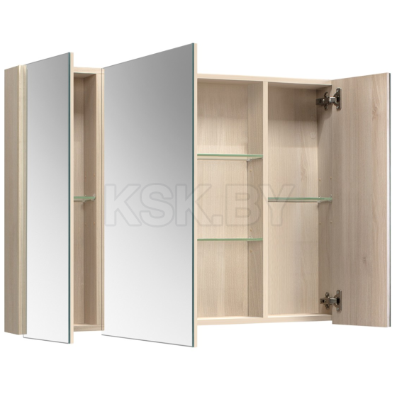 Шкаф навесной зеркальный Belux Стокгольм ВШ 100 Акация Лэйкленд светлая