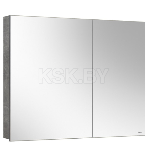 Шкаф навесной зеркальный Belux Стокгольм ВШ 90 Бетон Чикаго светло-серый
