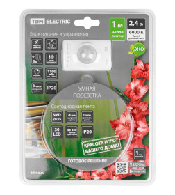 Умная подсветка SMD2835-30LED/m-IP20-5В-2,4Вт-6000К (1 м), Li-Ion1100мАч TDM SQ0331-0501