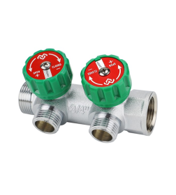 Коллектор регулирующий Varmega 3/4" на 2 выхода 3/4"ЕК хромированный VM14612