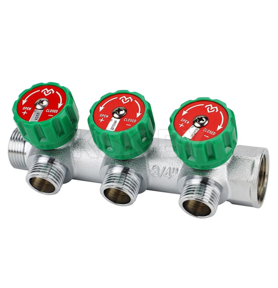 Коллектор регулирующий Varmega 3/4" на 3 выхода 1/2" хромированный VM14603 (VM14603) 