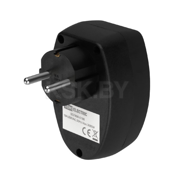 Сетевой фильтр 1 гнездо 2П+З с з/ш 16А 250В черный TDM SQ1806-0186 (SQ1806-0186) 