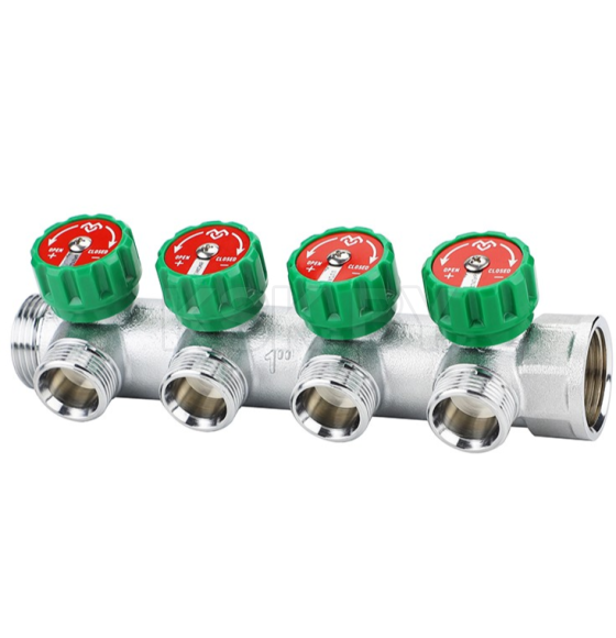 Коллектор регулирующий Varmega 1" на 4 выхода 1/2" хромированный VM14624 (VM14624) 