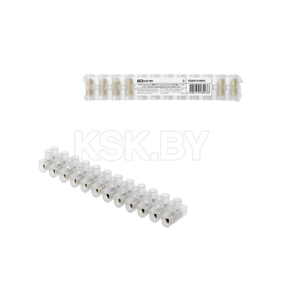 Зажим винтовой ЗВИ-15 полипропилен 1,5-6 мм2 12 пар 100°С белый TDM SQ0510-0043 (SQ0510-0043) 