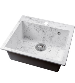 Мойка кухонная кварцевая Marblan CUBI белый мрамор