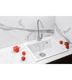 Мойка кухонная кварцевая Marblan CUBI белый мрамор