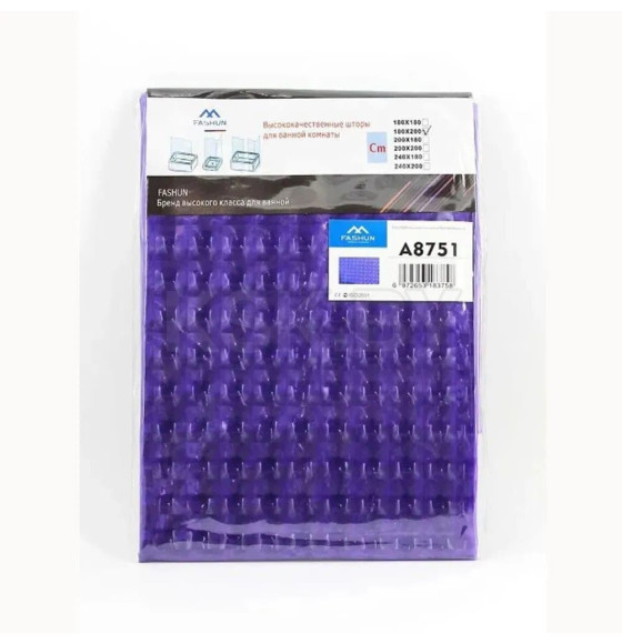 Штора для ванной 180х200 см 3D фиолетовый Fashun A8751 (A8751) 