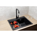 Мойка кухонная кварцевая Marblan COMFORT 60 оникс в комплекте с коландером чёрный