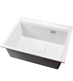 Мойка кухонная кварцевая Marblan COMFORT 60 серый в комплекте с коландером чёрный