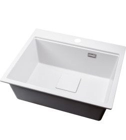 Мойка кухонная кварцевая Marblan COMFORT 60 иней в комплекте с коландером чёрный