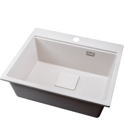 Мойка кухонная кварцевая Marblan COMFORT 60 бежевый в комплекте с коландером чёрный