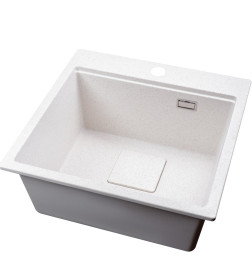 Мойка кухонная кварцевая Marblan COMFORT 50 бежевый в комплекте с коландером чёрный