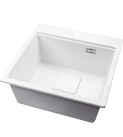 Мойка кухонная кварцевая Marblan COMFORT 50 иней в комплекте с коландером чёрный