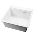 Мойка кухонная кварцевая Marblan COMFORT 50 серый в комплекте с коландером чёрный