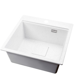 Мойка кухонная кварцевая Marblan COMFORT 50 серый в комплекте с коландером чёрный