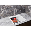 Мойка кухонная кварцевая Marblan COMFORT 50 серый в комплекте с коландером чёрный