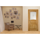 Дверь МОДЕЛЬ №16  остекленная (светлый лак) 2000х600х40мм