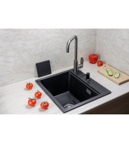 Мойка кухонная кварцевая Marblan COMFORT 48 оникс в комплекте с коландером чёрный