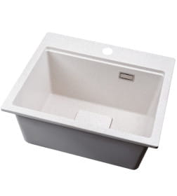 Мойка кухонная кварцевая Marblan COMFORT 48 бежевый в комплекте с коландером чёрный