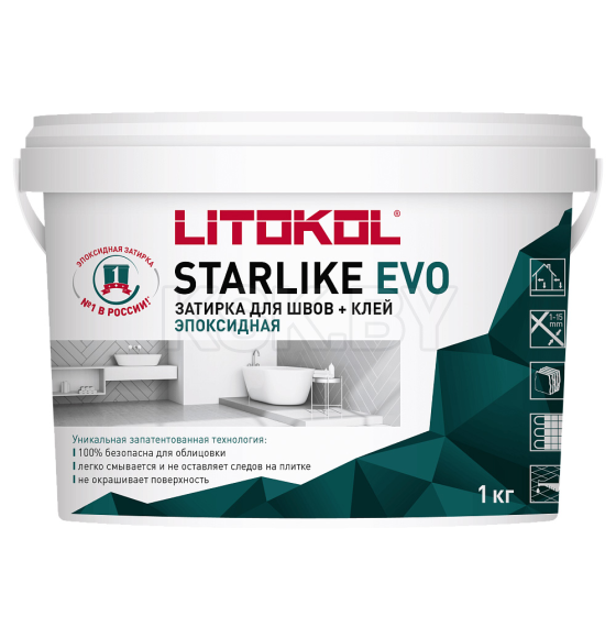 Litokol STARLIKE EVO S.125 GRIGIO CEMENTO эпоксидный состав для укладки и затирки мозаики и керамической плитки (1,0 kg bucket) (125/1) 