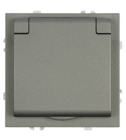 Розетка 1-я с з/ш, с/з 250В,16А Эмили RST16-5112-09 антрацит, soft touch Stekker 49933